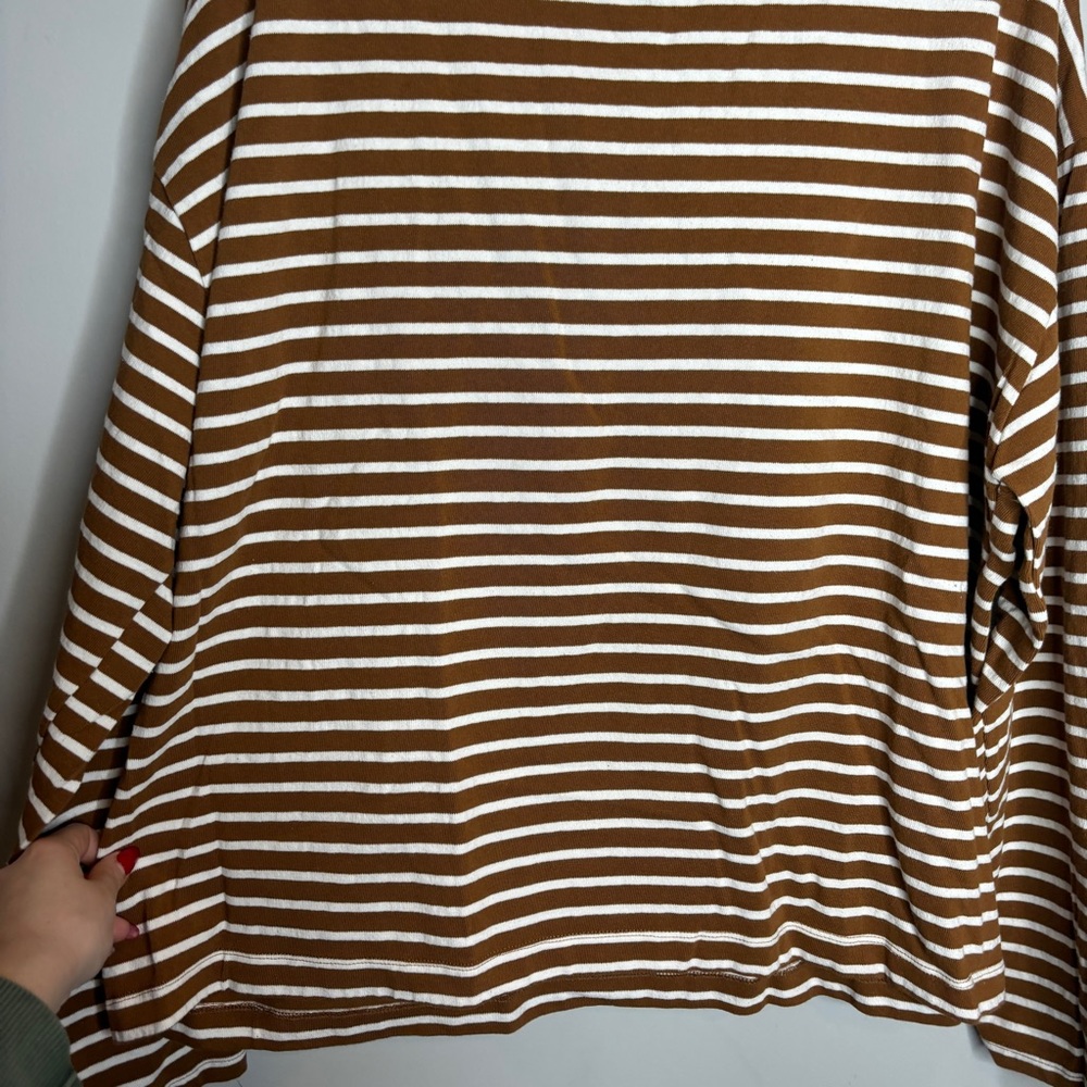 Pomander Place Stripe Knit Odie Tee & Olympia Shorts SET XXXL Brown Stripe - Picture 7 of 12